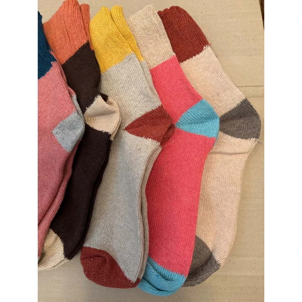 10 pack Multi Colorblock Wool Blend‎ Crew Socks Cozy Knit Warm Winter Boot Socks